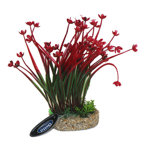 8" Red Flower Plant with Wide Sand Base